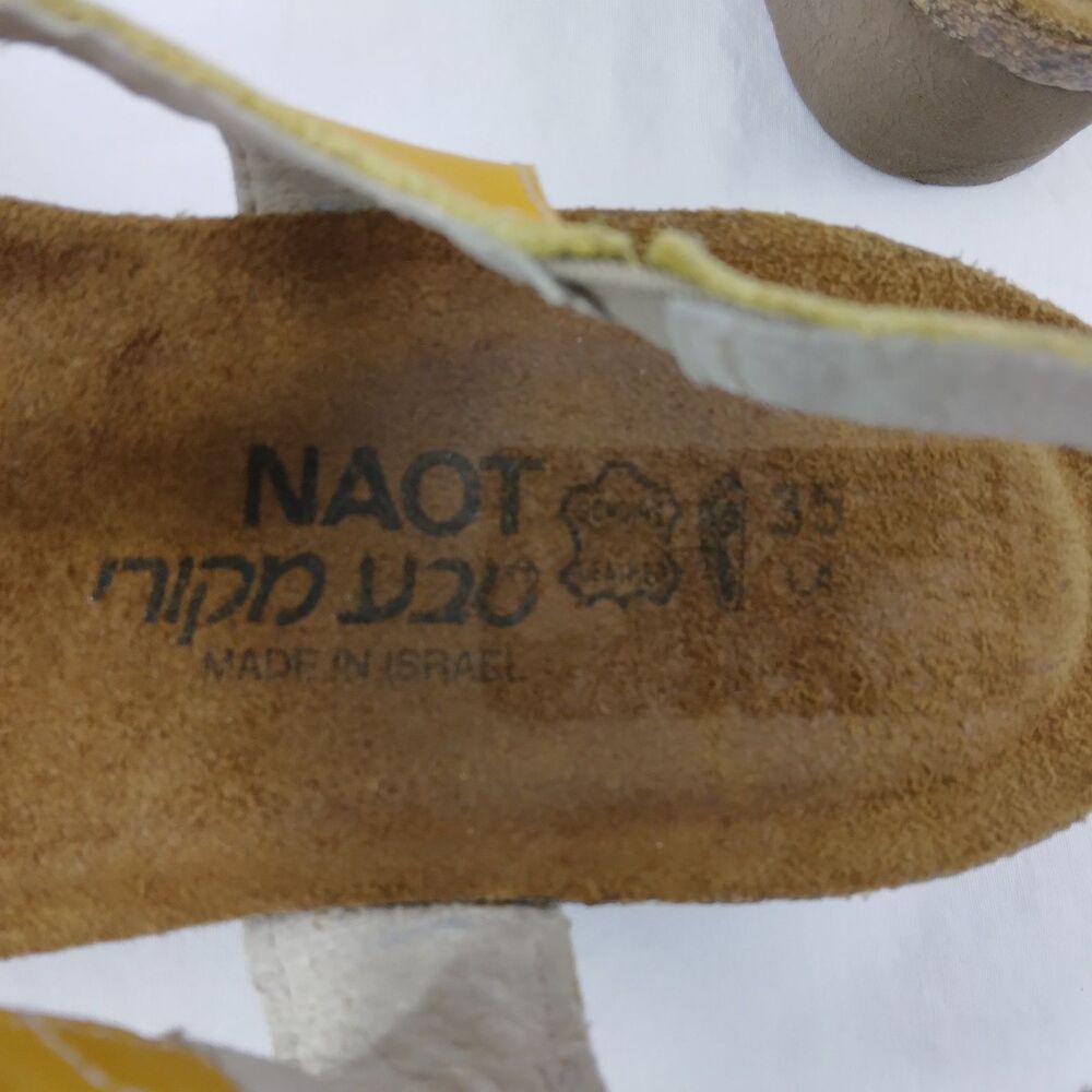 Naot Sandals Slingback Strappy Yellow Leather Open Toe Casual Womens 35 US 4 4.5 - Picture 10 of 12